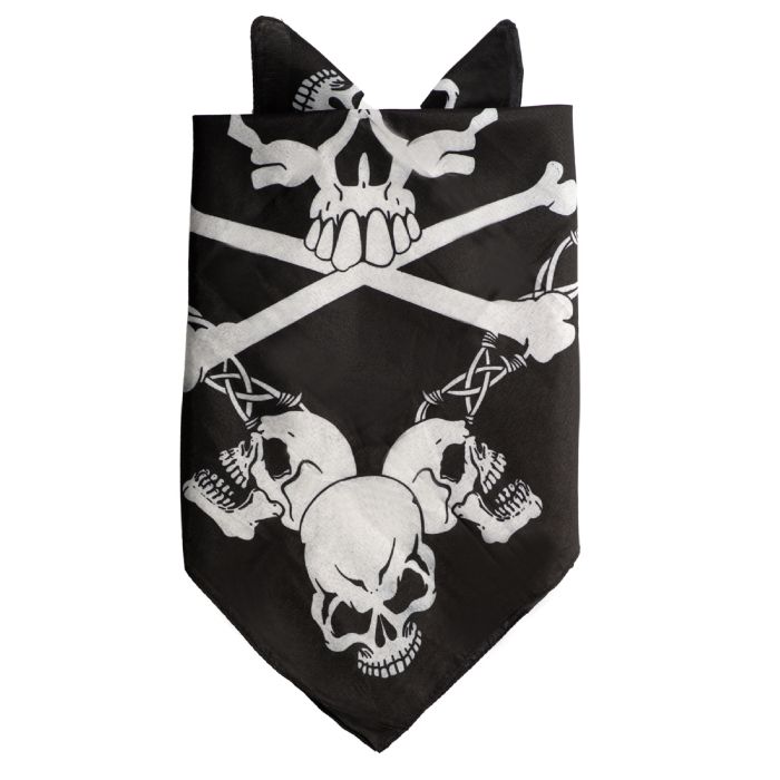 Bandana med skalle svart 52x55 cm
