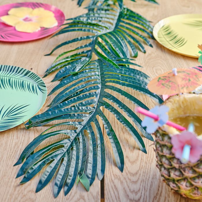 Gröna Plast Palmblad 3x - 50 cm