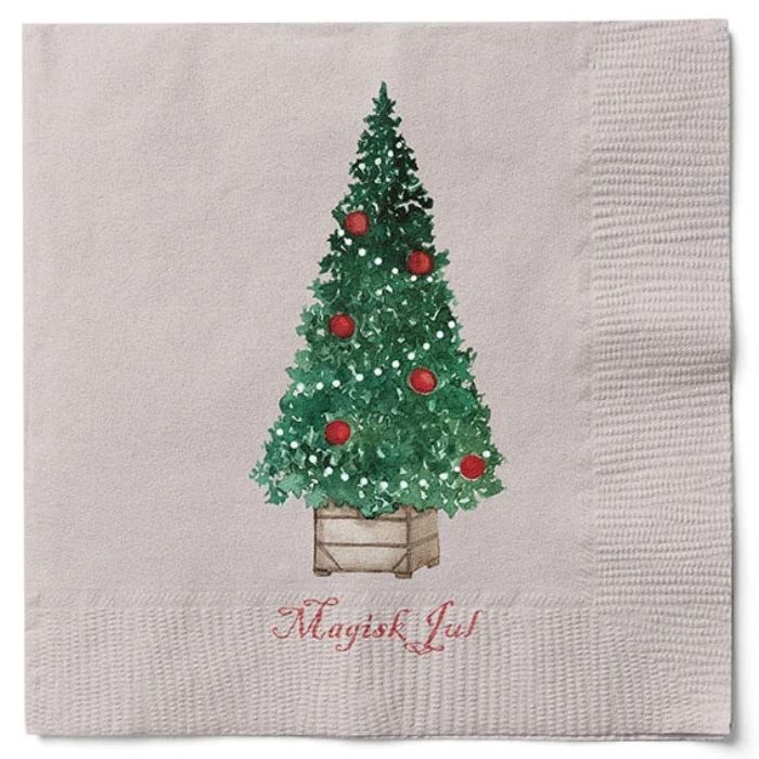 Servetter med granträd magisk jul Det Gamla Apotek