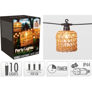 Ljusslinga 10 LED-ljuskulor med klara skärmar 4,5 m