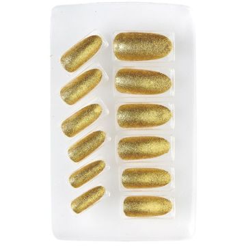 Guld Falska Naglar Självklibbande