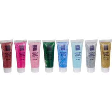 Akrylfärg glitter 8x 21 ml. 