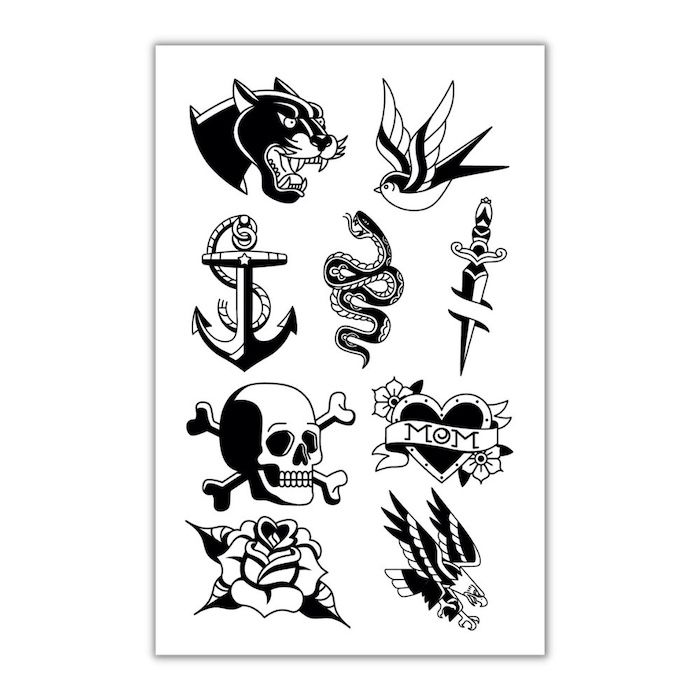 Klassiska sjömans-tatueringar tillfälliga 9x 