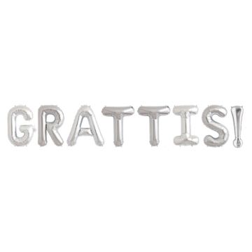 "GRATTIS!" Folieballonger Silver - 40 cm