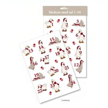 Klistermärken till paketkalender med siffror och gäss 24x Det Gamla Apoteket