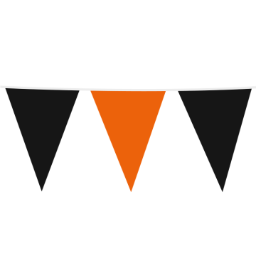 Svart och orange halloween flaggirland med stora flaggor - 10 m
