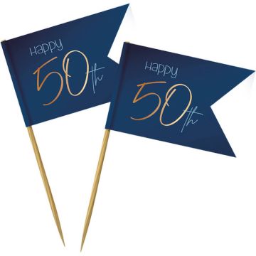 Happy 50th Träpinnar Blå 36x