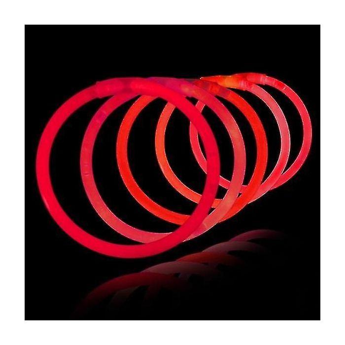 Röd knäckljus 100x - Självlysande armband