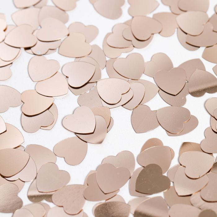 Roséguld hjärta bordsconfetti - 14 g