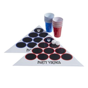 Beer Pong set PartyVikings - inkl. triangelddukar, bollar & muggar