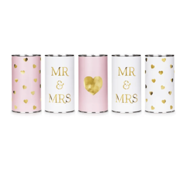 Bröllopsburkar till bilen retro rosa - inkl snöre