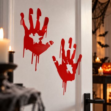 Blodiga händer halloween klistermärke