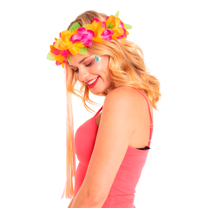 Hawaii blomsterband rosa/orange - onesize