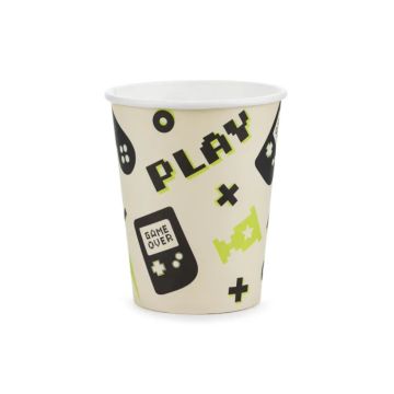 Pappersmuggar med gamer motiv 6x - 220 ml