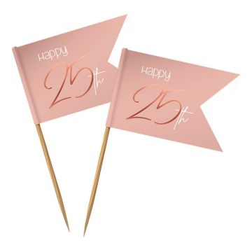 "Happy 25th" Träpinnar Rosa 36x