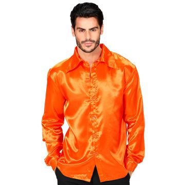 Satin diskoskjorta i orange för herrar