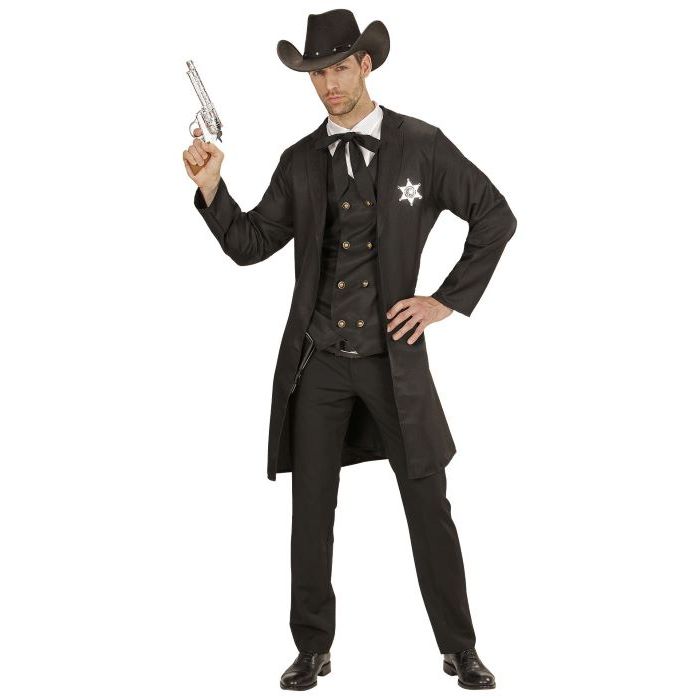 Cowboy sheriffkostym med kappa - 4 delar