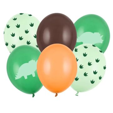 Ballonger med dinosaurmotiv mix 6x - 30 cm