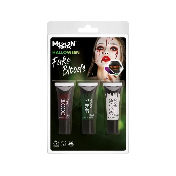 Falskt blod och slime-makeup set 3x - 10 ml 
