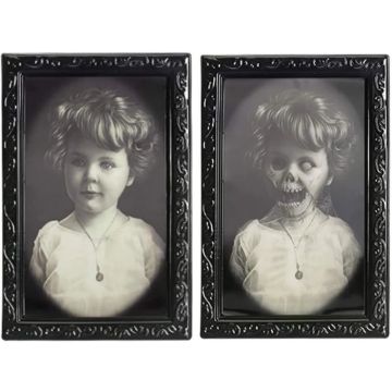 Skrämmande 3D halloween porträtt med skiftande bild 38x25 cm - Babypojke porträtt