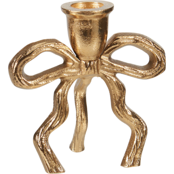 Ljusstake med rosett-design i guld 11x7x12 cm