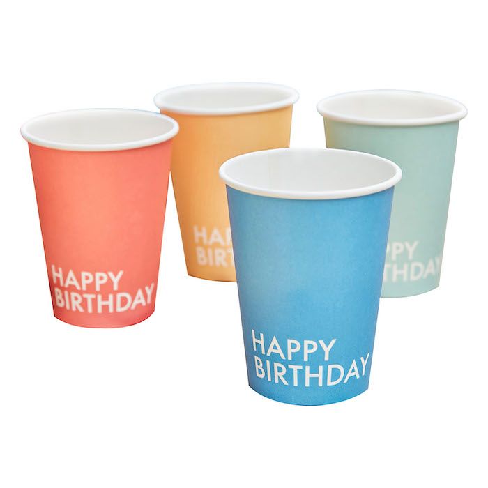 Happy birthday pappersmuggar 8x i flera färger - 265ml
