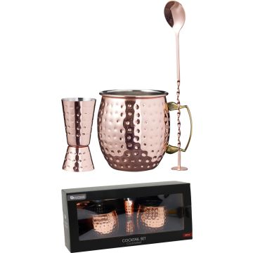 Moscow Mule cocktailsätt med 2 muggar, 4 delar, kopparfärgad