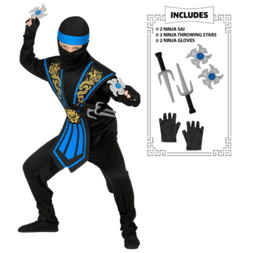 Blå ninja kostym för barn