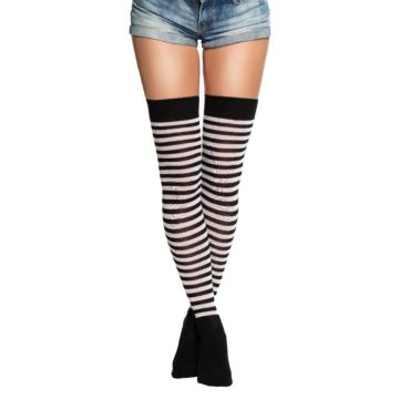Over-knee strumpor one-size svart och vit