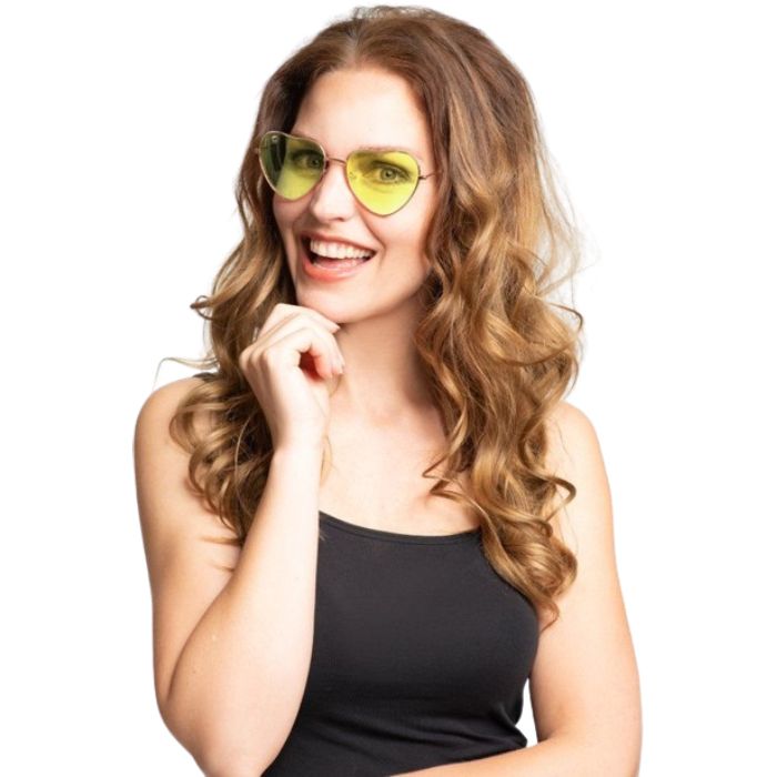 Hjärta glasögon one-size unisex gul