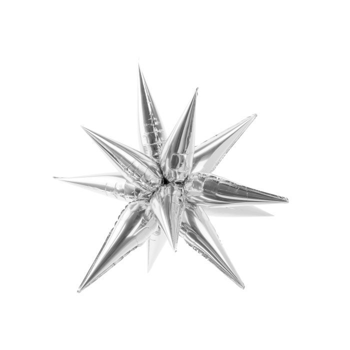 Silverfärgad 3D-stjärna foliebollong - 95 cm