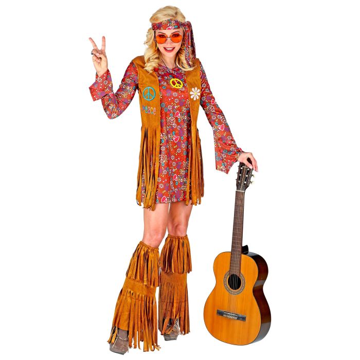 Hippieklänning med frynseväst och stövleöverdrag