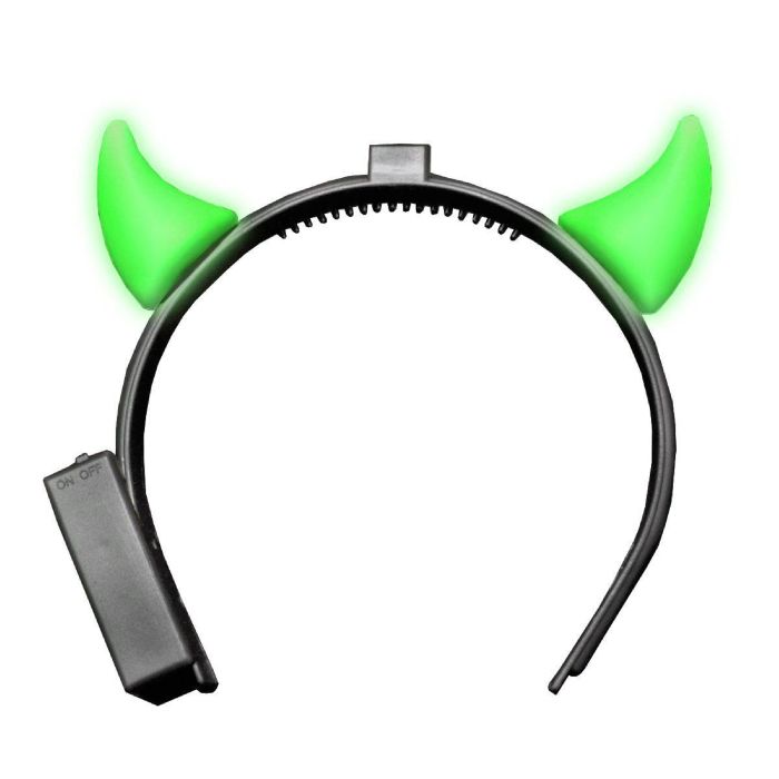 Dämonhorn med ljus inkl. batterier grön