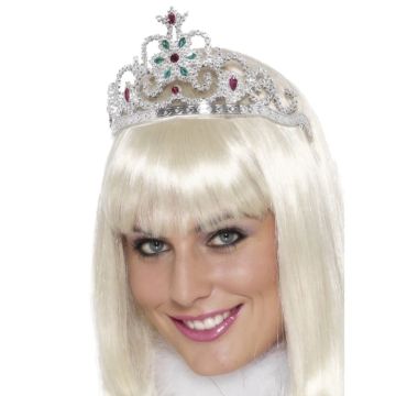 Diadem med juveler silverfärgad - onesize