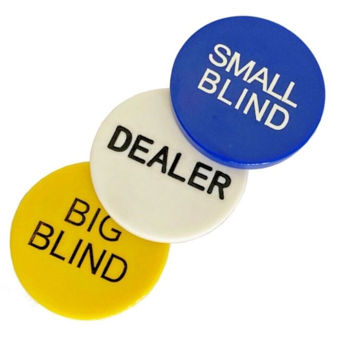 Pokerset knappar med dealer, small blind och big blind 3x