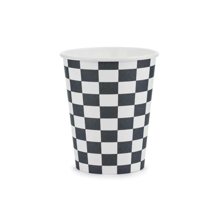 Pappersmugg med rutigt flagg 6x - 220 ml