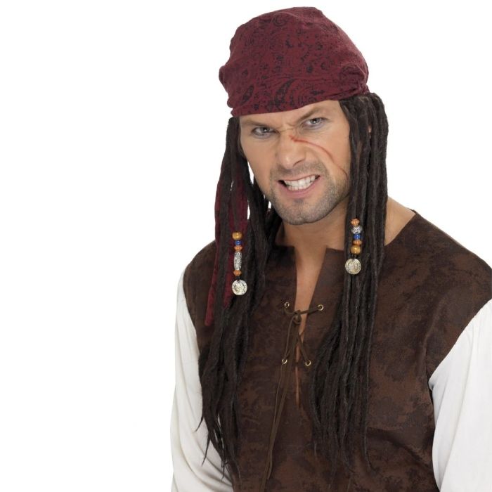 Piratperuk med bandana och flätor - onesize