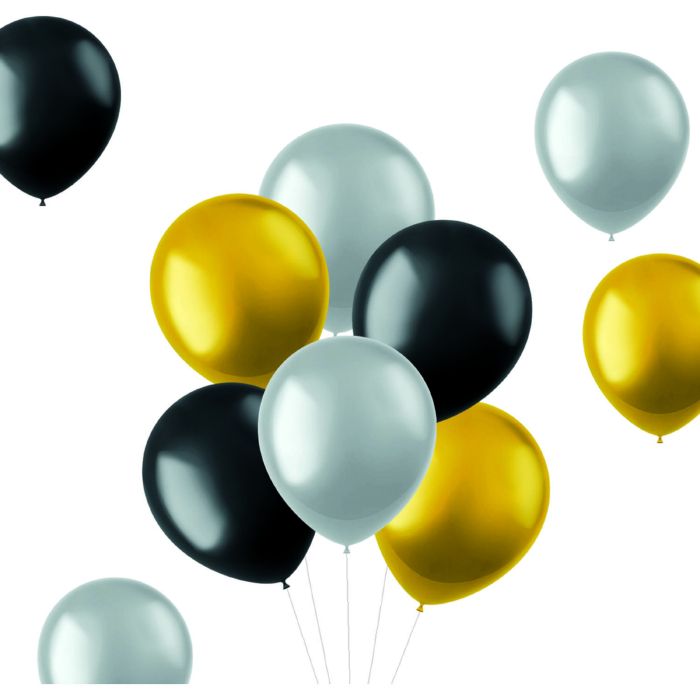 Ballonger metallisk mix 10x - 33cm