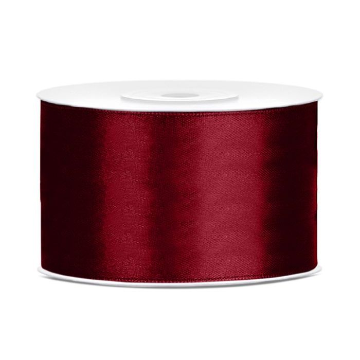 Mörkrött satinband - 38 mm x 25 m