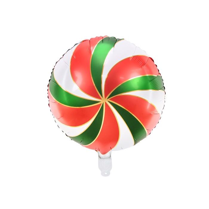 Godisfolieballong i röd, vit och grön - 35 cm