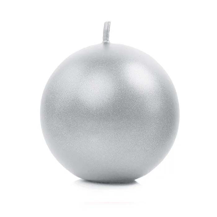 Runda Metallic Silver Stearinljus 6x - 8 cm