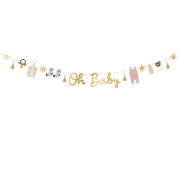 Girland med guldtext och babymotiv - 2,5 m