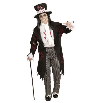 Zombiebrudgum kostym med hög hatt
