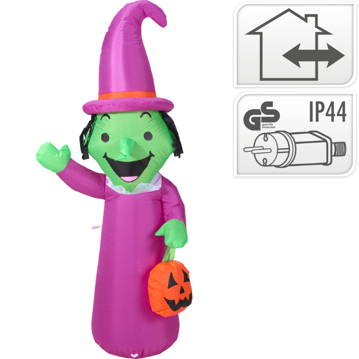 Uppblåsbar halloweenhäxa med LED 150 cm