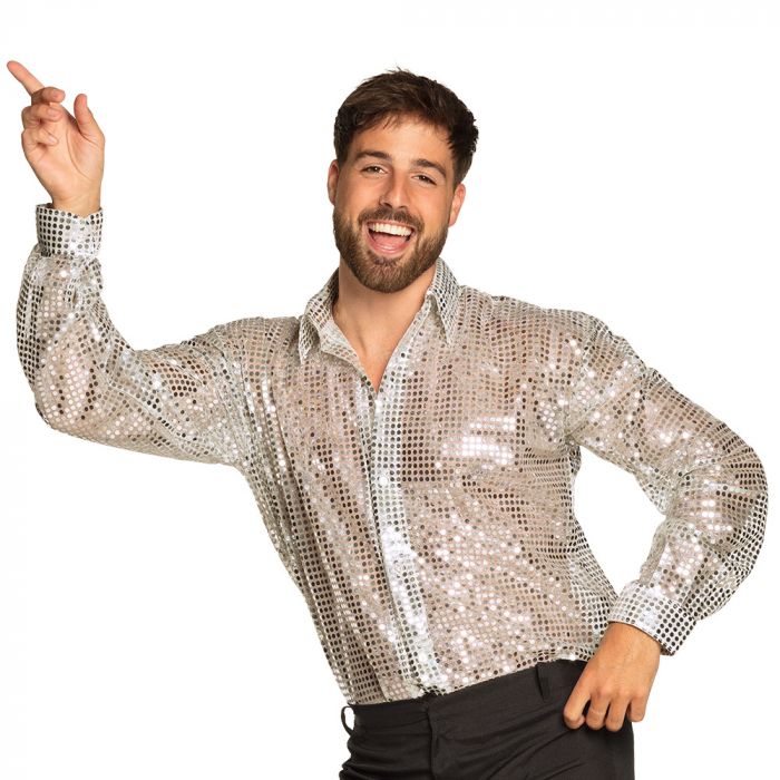 Paliet disco skjorta i silver