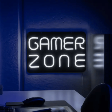 Gamer Zone neon LED skylt - 28x41 cm