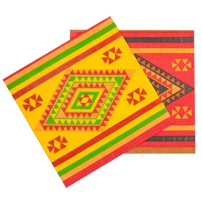 Multifärgade mexikanska servetter 20x - 33x33 cm