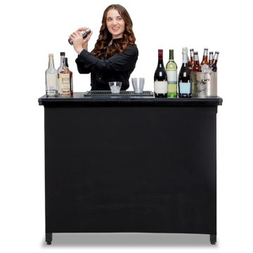 Mobil bar svart cocktailbar inkl. väska transportabel - 115x100 cm