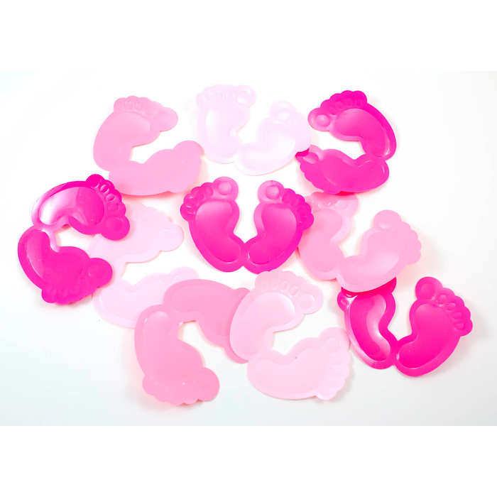Rosa och ljusrosa babyfötter konfetti - 8,5 6,5 cm