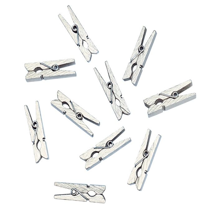 Silver mini klämmor 12x - 0,7x3,3 cm 